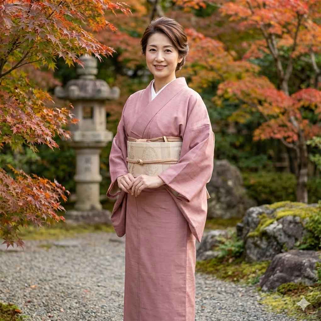 紬 リサイクル着物 身丈164cm 裄64cm 前幅25cm 後幅30cm 袖丈45cm 袖幅33cm レディース 袷 無地 裄Mサイズ 秋冬春用 正絹（シルク）ピンク トールサイズ 美品 リメイク リユース【ランクA】