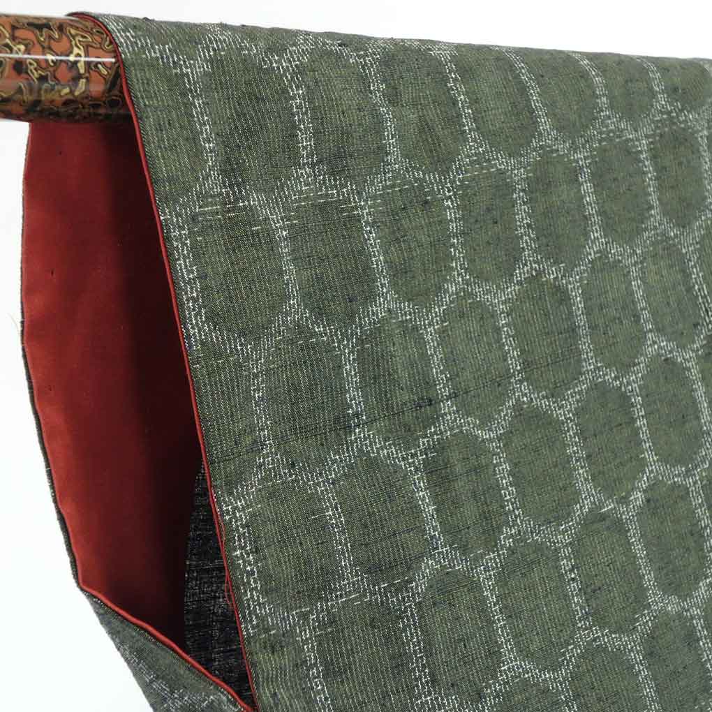 リサイクル着物 紬正絹グリーン地胴抜裾八掛仕立先染紬着物未使用品 レディース 秋冬春用 シルク グリーン 裄SSサイズ身丈148cm 裄60cm 前幅22.5cm 後幅28cm 袖丈43cm【ランクS】