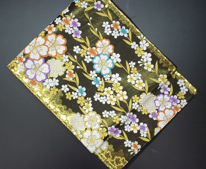 黒地に細かい桜の柄の振袖用袋帯【！】【新品】