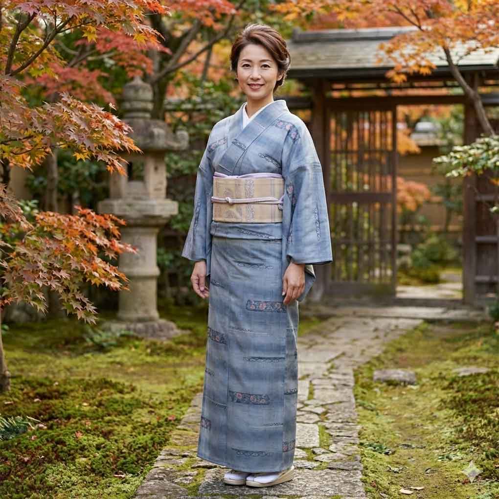 紬 リサイクル着物 身丈166cm 裄64cm 前幅23cm 後幅30cm 袖丈49cm 袖幅32cm レディース 単衣 花柄 裄Mサイズ 初夏・初秋用 正絹（シルク）グレー トールサイズ 未使用品 リメイク リユース【ランクS】