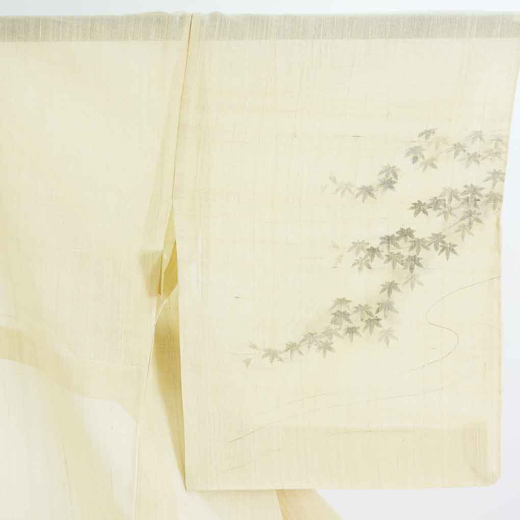 訪問着 リサイクル着物 身丈165cm 裄70cm 前幅24cm 後幅29.5cm 袖丈52cm 袖幅35cm レディース 鮎 裄長 裄L-LLサイズ 夏用 正絹（シルク）ブラウン トールサイズ 美品 作家もの リメイク リユース【ランクA】