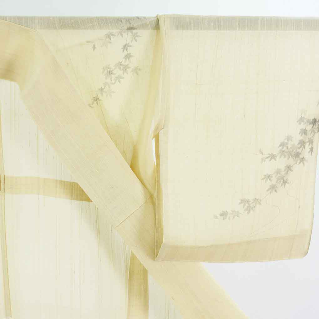 訪問着 リサイクル着物 身丈165cm 裄70cm 前幅24cm 後幅29.5cm 袖丈52cm 袖幅35cm レディース 鮎 裄長 裄L-LLサイズ 夏用 正絹（シルク）ブラウン トールサイズ 美品 作家もの リメイク リユース【ランクA】