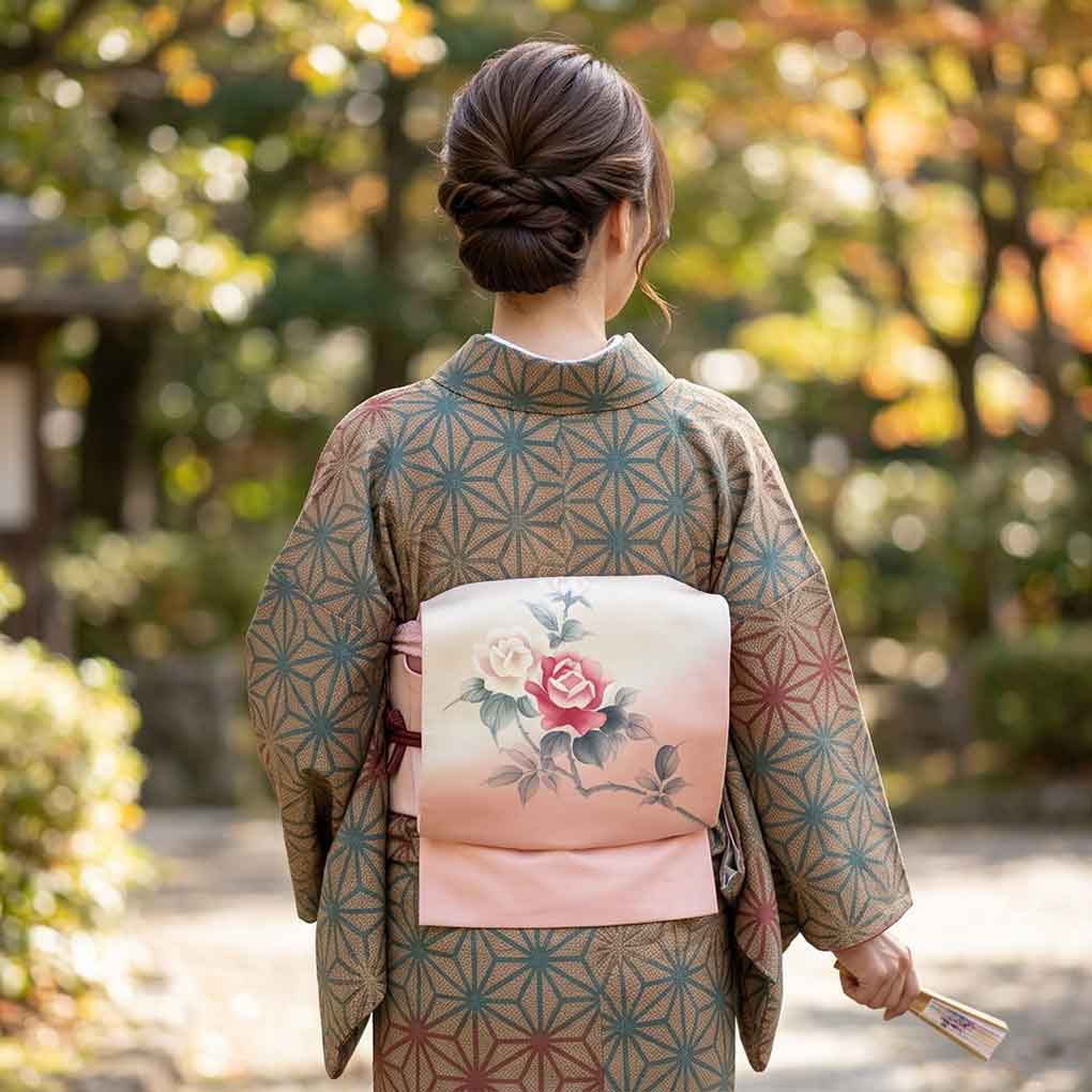 名古屋帯 リサイクル帯 幅31cm 長さ358cm レディース 花柄 秋冬春用 正絹(シルク)ホワイト やや難 塩瀬 リメイク リユース【ランクB】