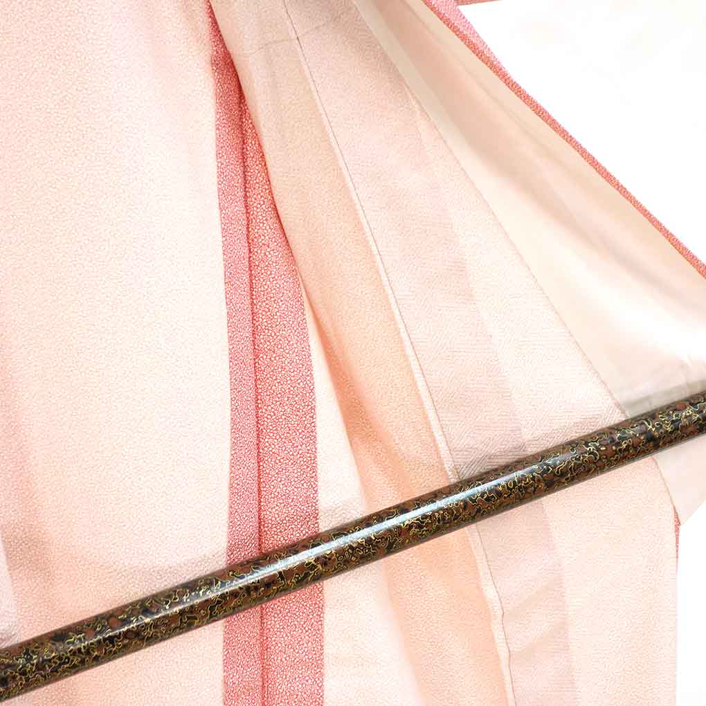 小紋 リサイクル着物 身丈162cm 裄66cm 前幅25cm 後幅31cm 袖丈49cm 袖幅33cm レディース 単衣 植物 裄長 裄M-Lサイズ 初夏・初秋用 正絹（シルク）ピンク 美品 リメイク リユース【ランクA】