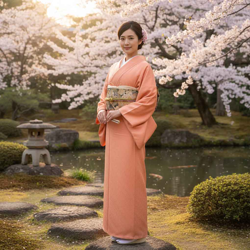 色無地 リサイクル着物 身丈160cm 裄65cm 前幅24cm 後幅30cm 袖丈48cm 袖幅33cm レディース 袷 無地 裄Mサイズ 秋冬春用 正絹（シルク）ピンク 未使用品 リメイク リユース【ランクS】