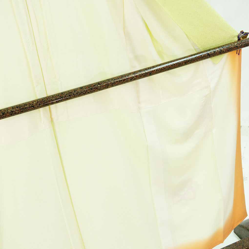 付下 リサイクル着物 身丈155cm 裄63cm 前幅25cm 後幅30cm 袖丈49cm 袖幅32cm レディース 袷 相良刺繍 裄Mサイズ 秋冬春用 正絹(シルク)グリーン やや難 リメイク リユース【ランクB】