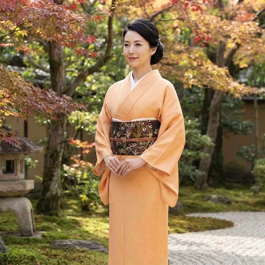 色無地 リサイクル着物 身丈159cm 裄65cm 前幅23cm 後幅28cm 袖丈49cm 袖幅32cm レディース 袷 道長 裄Mサイズ 秋冬春用 正絹(シルク)イエロー 美品 リメイク リユース【ランクA】