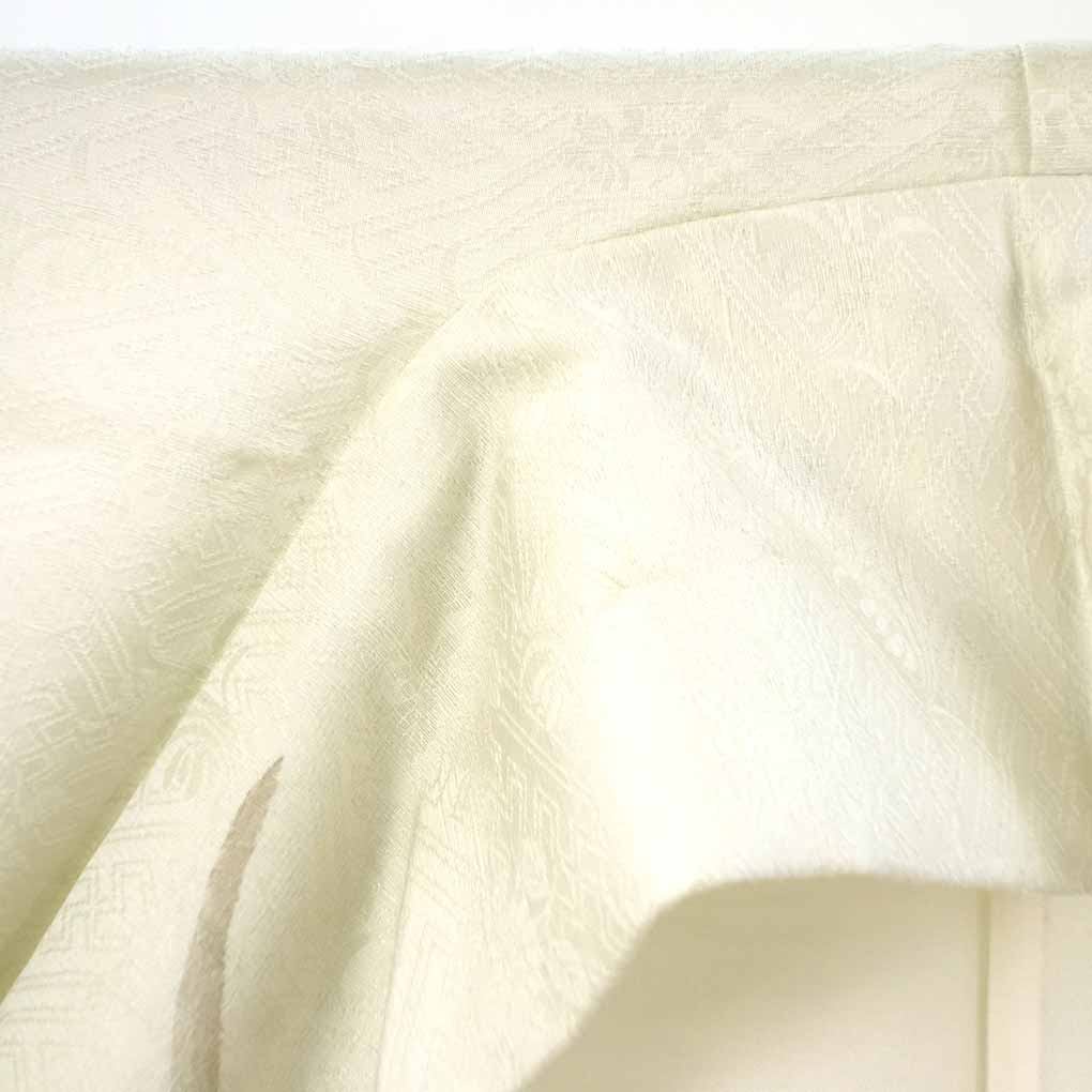 付下 リサイクル着物 身丈155cm 裄63cm 前幅24cm 後幅30.5cm 袖丈49cm 袖幅32cm レディース 袷 植物 裄Mサイズ 秋冬春用 正絹（シルク）ホワイト やや難 リメイク リユース【ランクB】