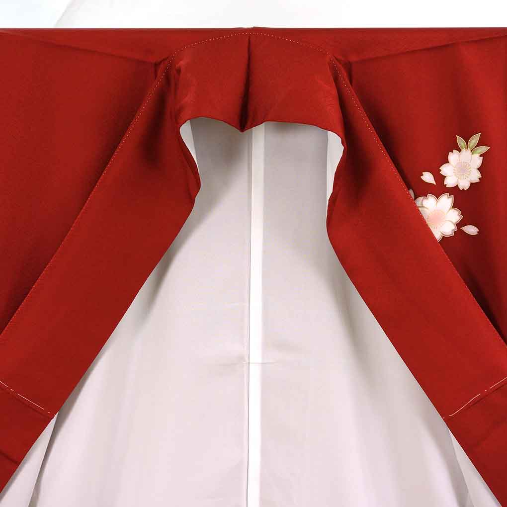 振袖 リサイクル着物 身丈168cm 裄68cm 前幅25cm 後幅30cm 袖丈119cm 袖幅34cm レディース 袷 桜 裄長 裄Lサイズ 秋冬春用 正絹（シルク）レッド トールサイズ 未使用品 リメイク リユース【ランクS】