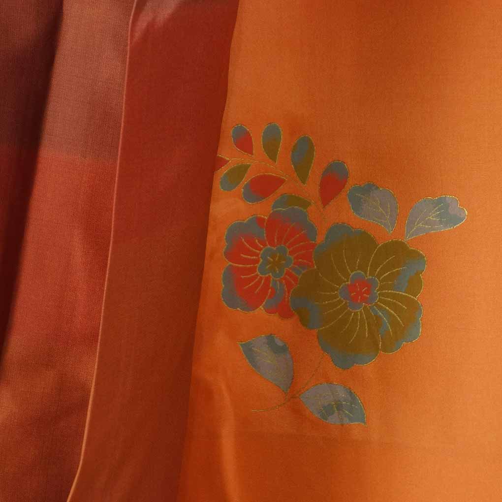 コート リサイクル着物 コート丈85cm 裄65cm 袖丈47cm 袖幅33cm レディース 袷 横段柄 裄Mサイズ 秋冬春用 正絹(シルク)ブラウン 美品 リメイク リユース【ランクA】