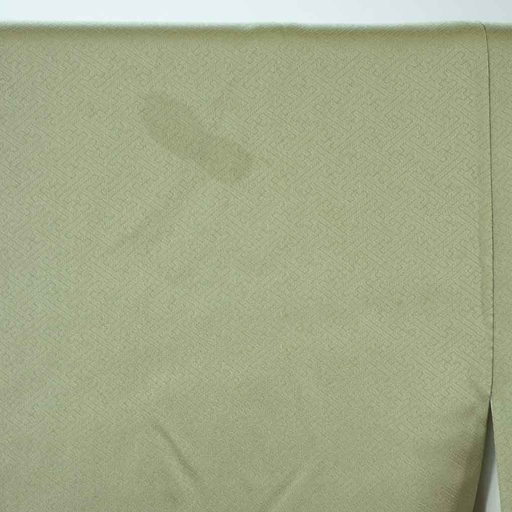色留袖 リサイクル着物 身丈155cm 裄62cm 前幅24cm 後幅30cm 袖丈49cm 袖幅32cm レディース 袷 花柄 裄Sサイズ 秋冬春用 正絹（シルク）グリーン やや難 リメイク リユース【ランクB】