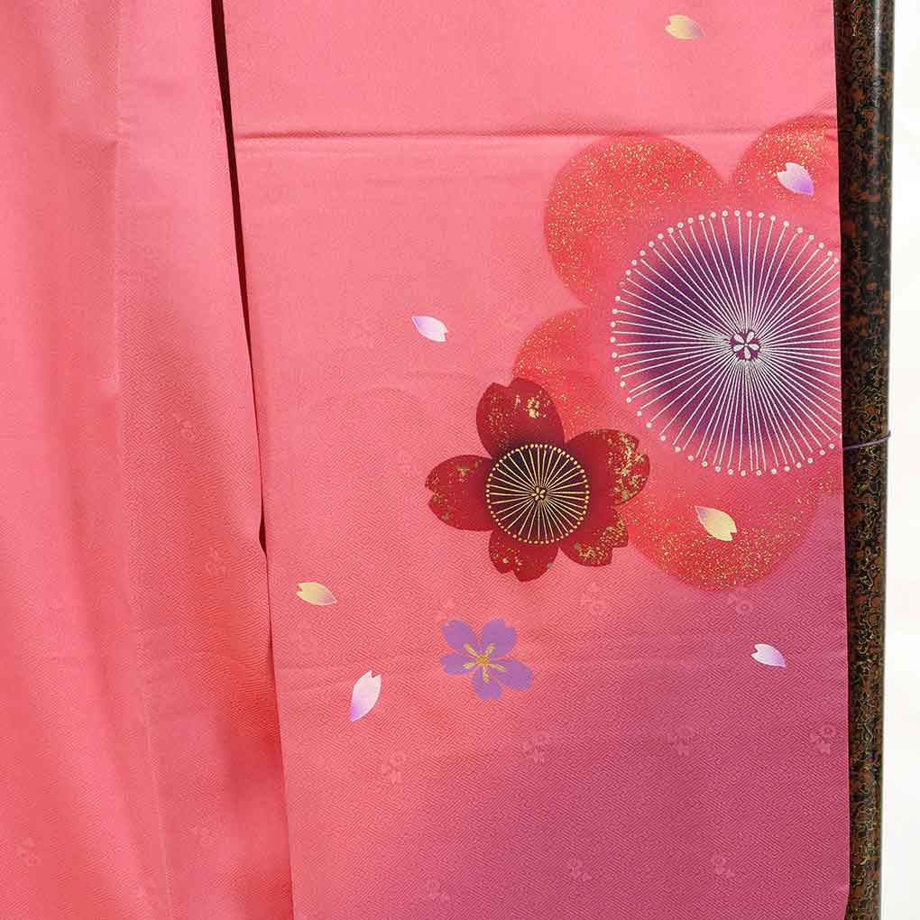 振袖 リサイクル着物 身丈171cm 裄68cm 前幅24cm 後幅30cm 袖丈119cm 袖幅34cm レディース 袷 梅柄 裄長 裄Lサイズ 秋冬春用 正絹（シルク）ピンク トールサイズ 美品 リメイク リユース【ランクA】