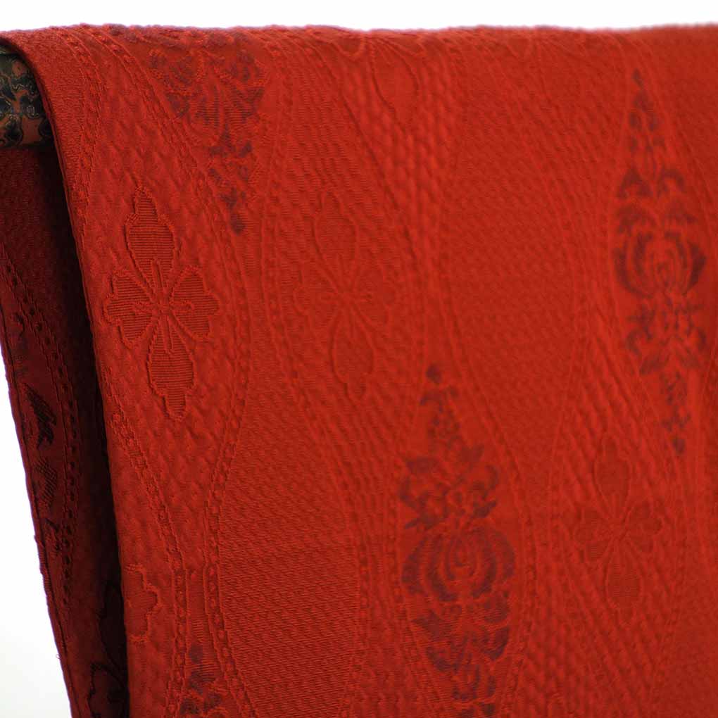 コート リサイクル着物 コート丈82cm 裄65cm 袖丈48cm 袖幅32cm レディース 袷 立涌 裄Mサイズ 秋冬春用 正絹(シルク)レッド 美品 リメイク リユース【ランクA】