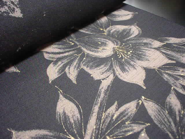 宮之原織物謹製鹿児島県産旗印証紙付き大島紬全通柄黒地名古屋帯【新品】