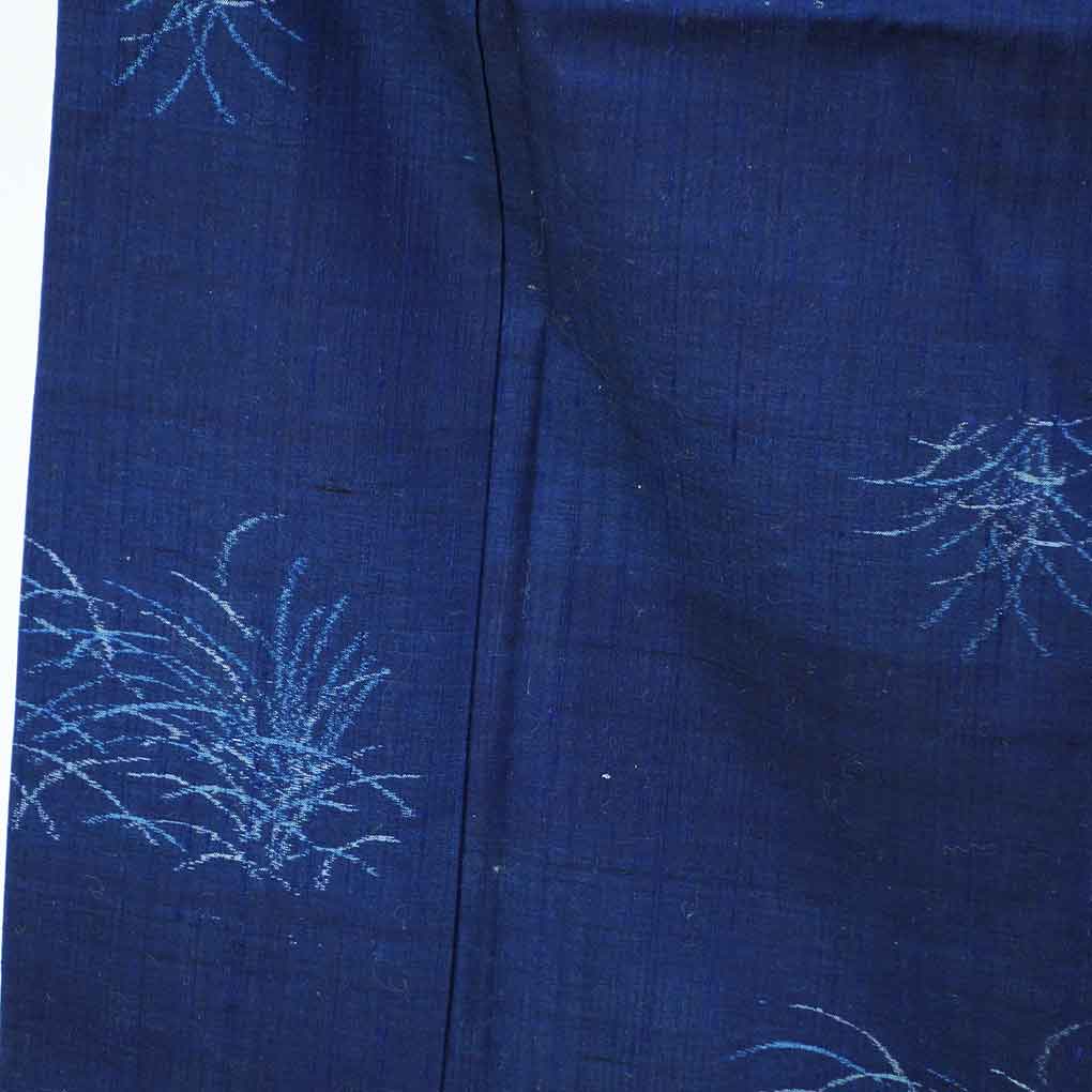 紬 リサイクル着物 身丈154cm 裄63cm 前幅24cm 後幅29cm 袖丈42cm 袖幅33cm レディース 袷 植物 裄Mサイズ 秋冬春用 正絹（シルク）ネイビー 未使用品 リメイク リユース【ランクS】