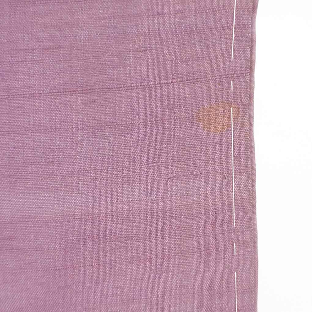 紬 リサイクル着物 身丈160cm 裄65cm 前幅23cm 後幅29cm 袖丈48cm 袖幅33cm レディース 袷 無地 裄Mサイズ 秋冬春用 正絹（シルク）パープル やや難 リメイク リユース【ランクB】
