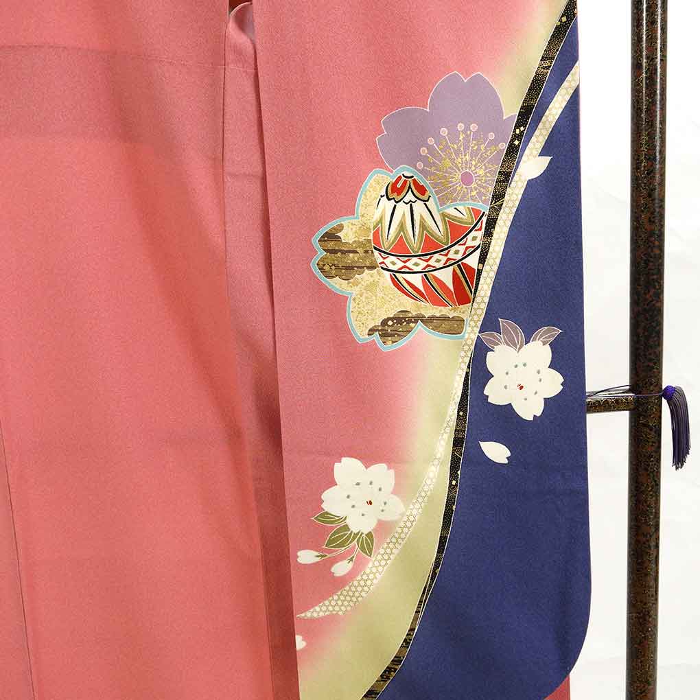 振袖 リサイクル着物 身丈162cm 裄64cm 前幅22.5cm 後幅28cm 袖丈108cm 袖幅33cm レディース 袷 桜 裄Mサイズ 秋冬春用 正絹（シルク）ピンク 美品 リメイク リユース【ランクA】