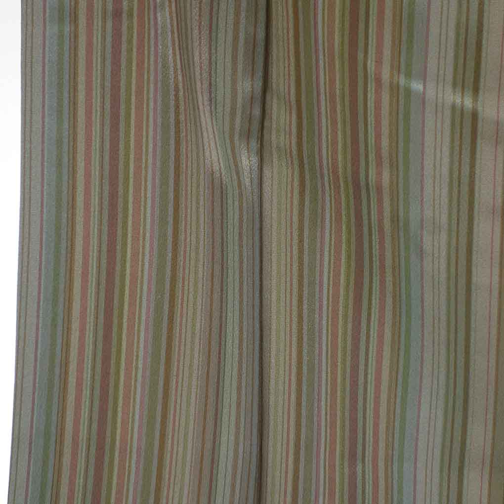 小紋 リサイクル着物 身丈156cm 裄63cm 前幅25.5cm 後幅29cm 袖丈43cm 袖幅33cm レディース 袷 縦縞 裄Mサイズ 秋冬春用 正絹(シルク)グリーン 美品 リメイク リユース【ランクA】