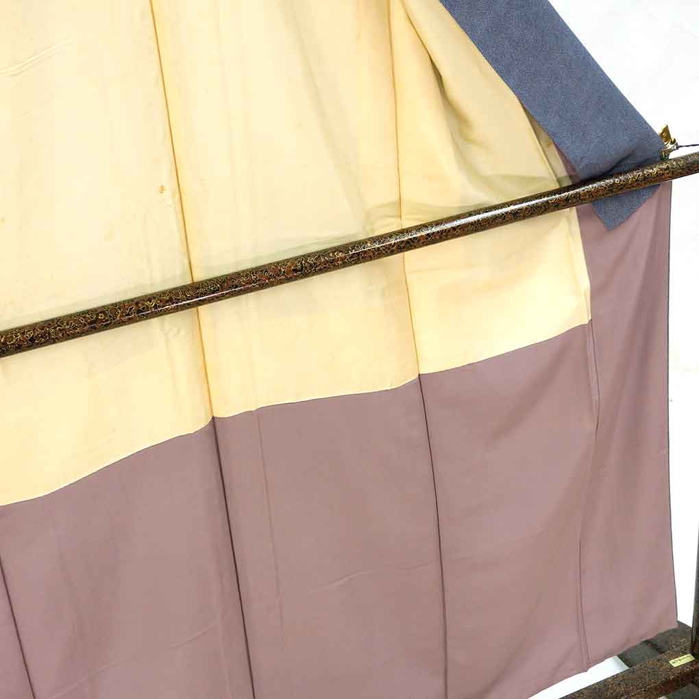 小紋 リサイクル着物 身丈156cm 裄60cm 前幅24cm 後幅28cm 袖丈45cm 袖幅32cm レディース 袷 鮫小紋 裄SS-Sサイズ 秋冬春用 正絹（シルク）ブルー やや難 リメイク リユース【ランクB】