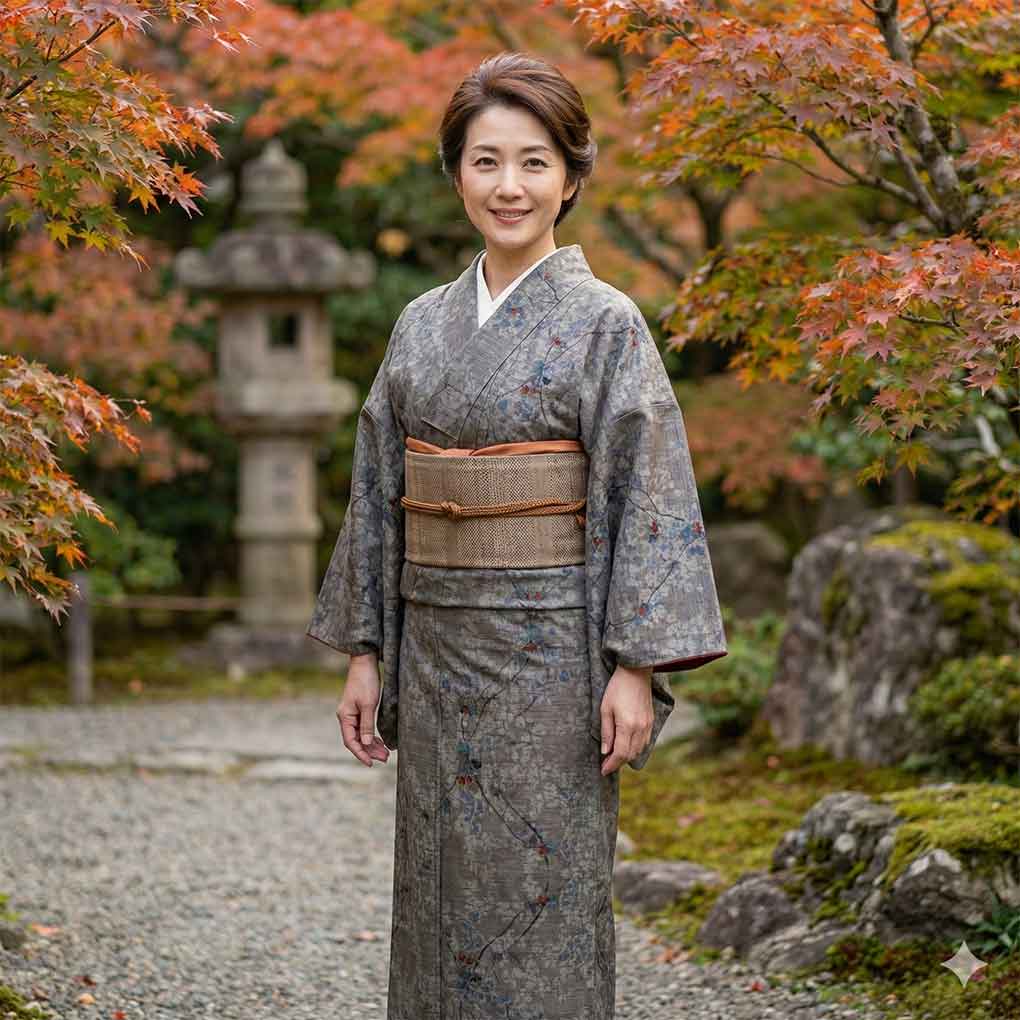 紬 リサイクル着物 身丈162cm 裄65cm 前幅24cm 後幅30cm 袖丈49cm 袖幅33cm レディース 袷 花柄 裄Mサイズ 秋冬春用 正絹（シルク）ブラウン 美品 大島紬 リメイク リユース【ランクA】