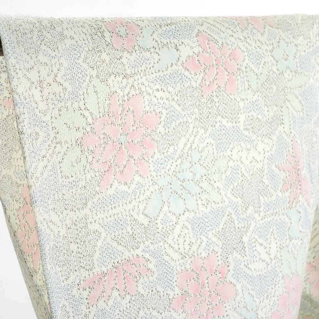 リサイクル 紬 着物 身丈155cm 裄62.6cm 前幅23cm 後幅29cm 袖丈57cm 袖幅32.5cm レディース 花柄 夏用 正絹(シルク)白地 美品 リサイクル リメイク リユース【ランクA】