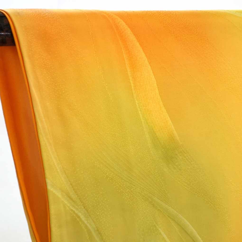 小紋 リサイクル着物 身丈164cm 裄65cm 前幅24cm 後幅29cm 袖丈50cm 袖幅32cm レディース 袷 ぼかし 裄Mサイズ 秋冬春用 正絹（シルク）イエロー トールサイズ 美品 リメイク リユース【ランクA】