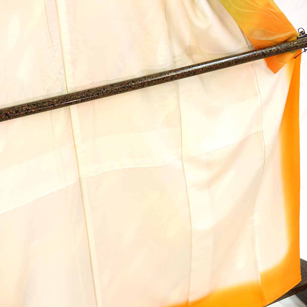 小紋 リサイクル着物 身丈164cm 裄65cm 前幅24cm 後幅29cm 袖丈50cm 袖幅32cm レディース 袷 ぼかし 裄Mサイズ 秋冬春用 正絹（シルク）イエロー トールサイズ 美品 リメイク リユース【ランクA】