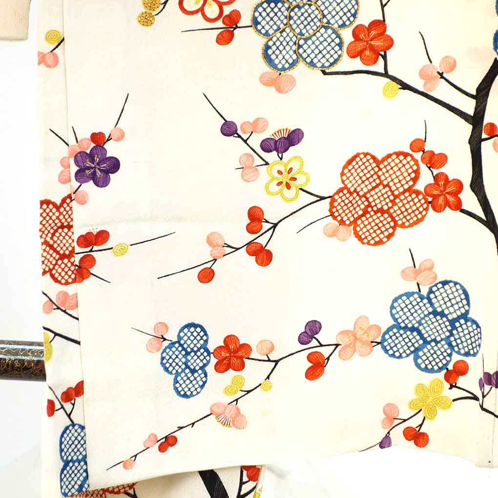 羽織 リサイクル着物 羽織丈82cm 裄62cm 袖丈55cm 袖幅32cm レディース 袷 梅柄 裄Sサイズ 秋冬春用 正絹（シルク）ブラウン やや難 リメイク リユース【ランクB】