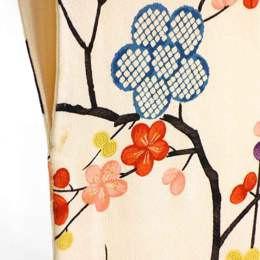 羽織 リサイクル着物 羽織丈82cm 裄62cm 袖丈55cm 袖幅32cm レディース 袷 梅柄 裄Sサイズ 秋冬春用 正絹（シルク）ブラウン やや難 リメイク リユース【ランクB】