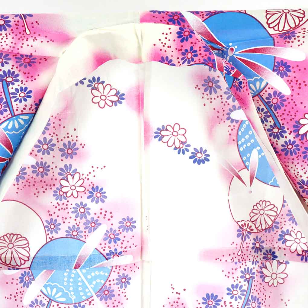 リサイクル 浴衣 薄クリーム地 勝虫柄 単衣 木綿 着物 未使用品 レディース 夏用 木綿 イエロー 裄Lサイズ トールサイズ身丈167cm 裄67cm 前幅23cm 後幅29.5cm 袖丈49cm【ランクS】