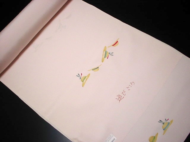 カジュアル・フォーマル兼用・ピンク地に帽子柄正絹長襦袢【新品】