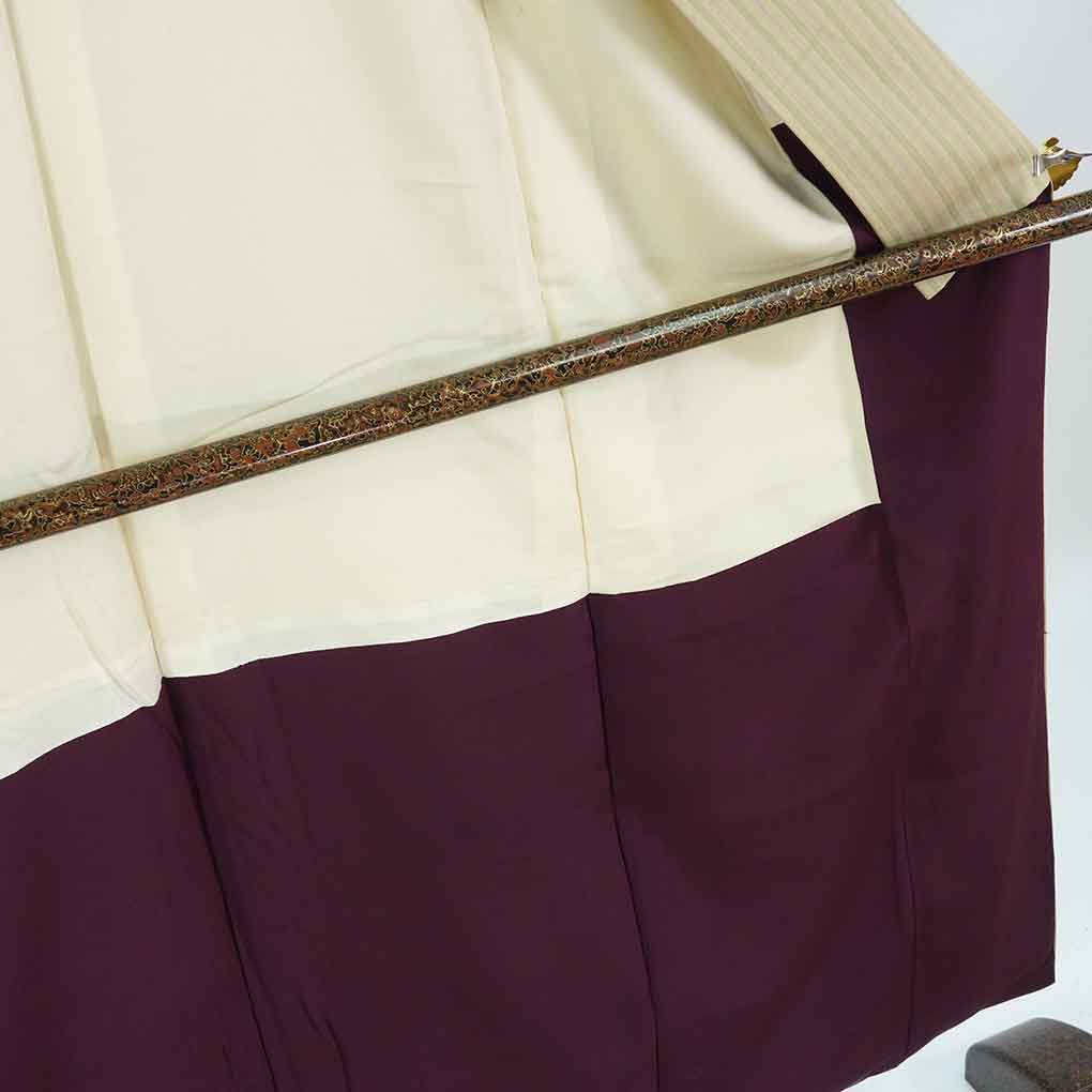 紬 リサイクル着物 身丈153cm 裄65cm 前幅23cm 後幅29cm 袖丈47cm 袖幅34cm レディース 袷 縦縞 裄Mサイズ 秋冬春用 正絹（シルク）ブラウン やや難 リメイク リユース【ランクB】