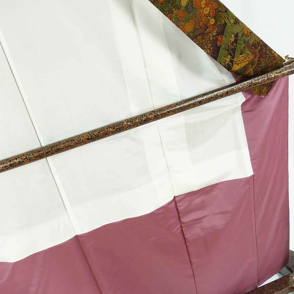 小紋 リサイクル着物 身丈164cm 裄65cm 前幅24cm 後幅29.5cm 袖丈49cm 袖幅33cm レディース 袷 花柄 裄Mサイズ 秋冬春用 正絹（シルク）ブラウン トールサイズ 未使用品 リメイク リユース【ランクS】