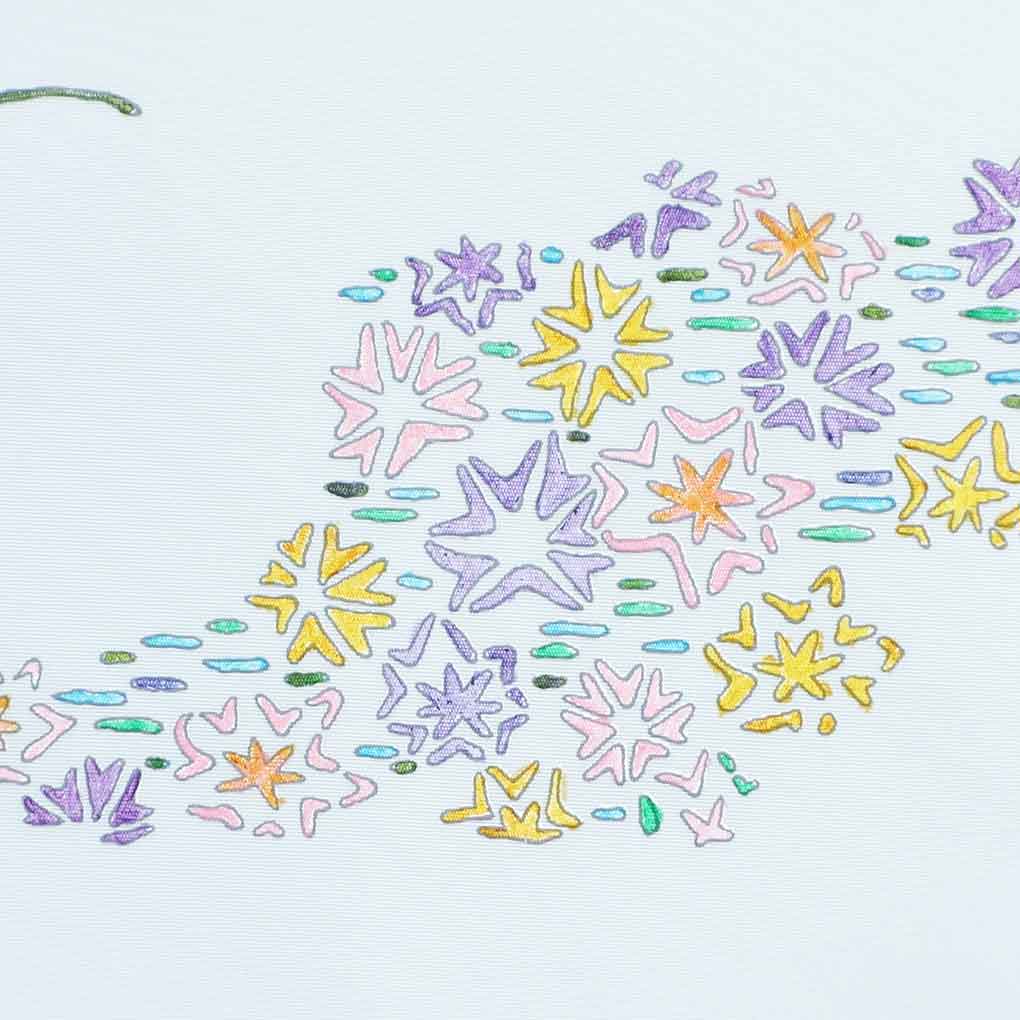 名古屋帯 リサイクル帯 幅30cm 長さ365cm レディース 花柄 秋冬春用 正絹（シルク）ブルー やや難 塩瀬 リメイク リユース【ランクB】