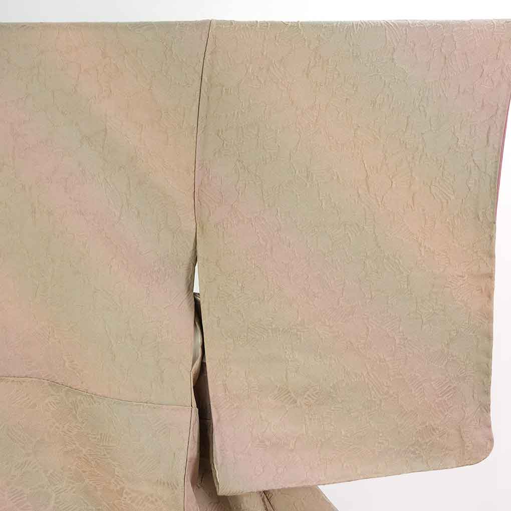 小紋 リサイクル着物 身丈164cm 裄64cm 前幅23cm 後幅28cm 袖丈49cm 袖幅32cm レディース 袷 ぼかし 裄Mサイズ 秋冬春用 正絹（シルク）ブラウン トールサイズ 美品 リメイク リユース【ランクA】