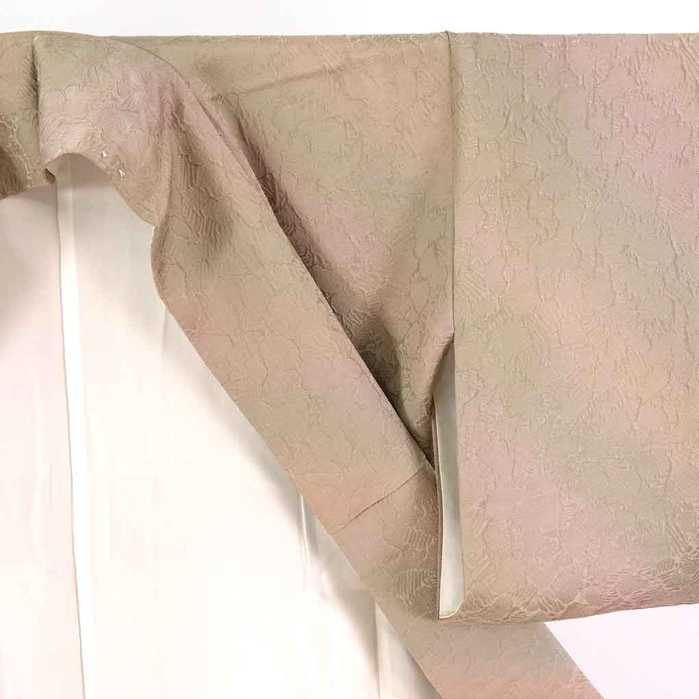 小紋 リサイクル着物 身丈164cm 裄64cm 前幅23cm 後幅28cm 袖丈49cm 袖幅32cm レディース 袷 ぼかし 裄Mサイズ 秋冬春用 正絹（シルク）ブラウン トールサイズ 美品 リメイク リユース【ランクA】