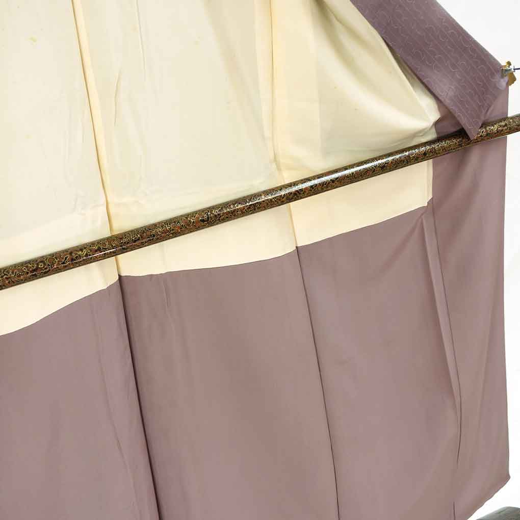 小紋 リサイクル着物 身丈151cm 裄60.5cm 前幅23.5cm 後幅30cm 袖丈46cm 袖幅30.5cm レディース 袷 連続模様 裄SS-Sサイズ 秋冬春用 正絹（シルク）パープル 難有り リメイク リユース【ランクC】