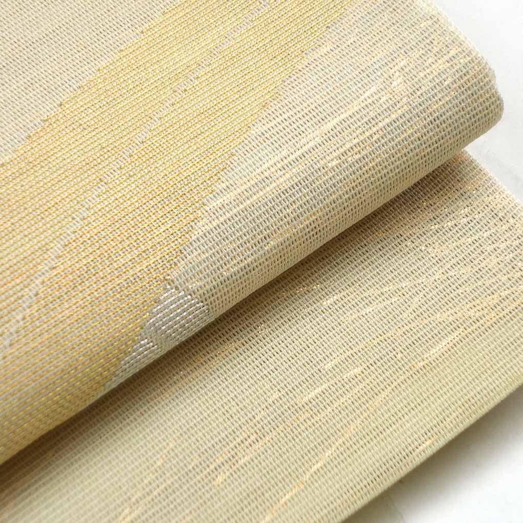 袋帯 リサイクル帯 幅30cm 長さ450cm レディース 笹 夏用 正絹（シルク）ホワイト 美品 リメイク リユース【ランクA】