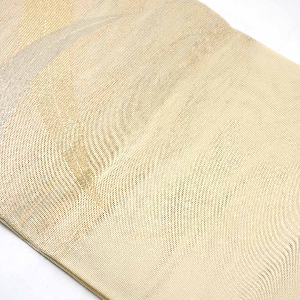 袋帯 リサイクル帯 幅30cm 長さ450cm レディース 笹 夏用 正絹（シルク）ホワイト 美品 リメイク リユース【ランクA】