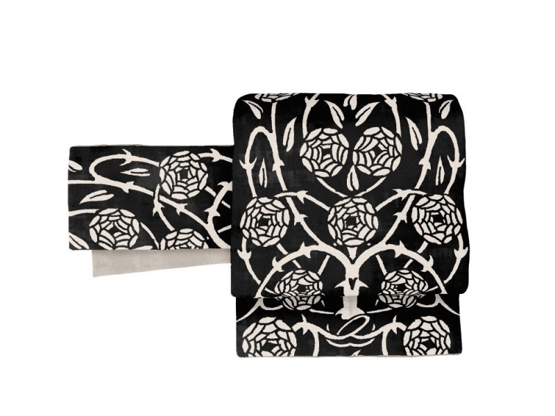 ☆ 京袋帯 かわいい兎柄 黒色 O-5450 ☆ 京袋帯 かわいい兎柄 黒色 O-5450