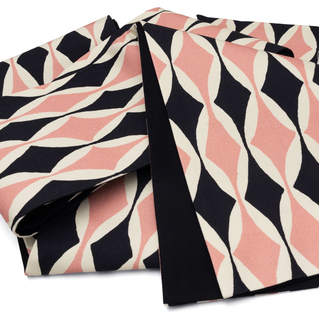 即納品 半幅帯　sFU00352　黒×ピンク