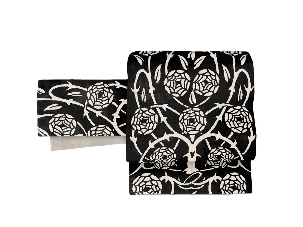 京袋帯　sFU180189　白×黒　即納品