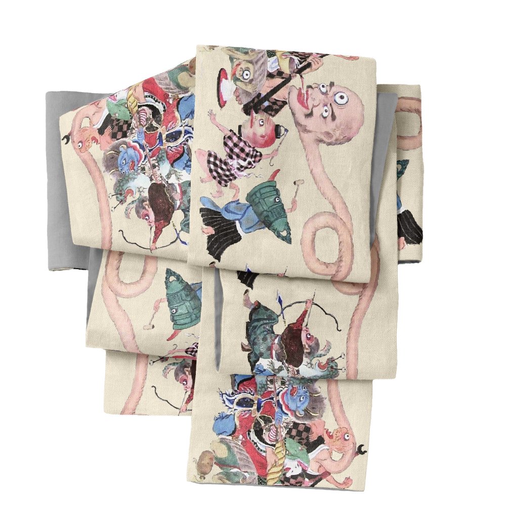 半幅帯　FU00181b　鳥の子色