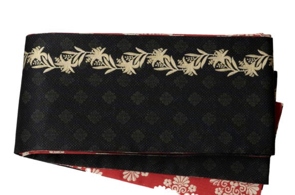 半幅帯（リトルリリー（ブラック））　SAK-HNOP191017