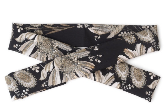 帯揚　ムーンライトフラワー（ブラック）　SAK-OBA201022