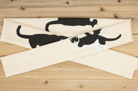 さくオリジナル 帯揚げ　ねこ・ベージュ　SAK-OBA102604c