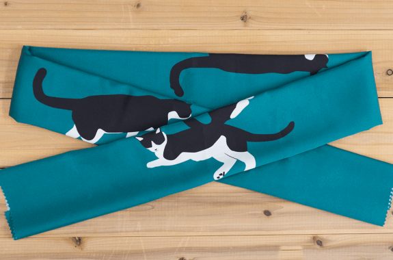 さくオリジナル 帯揚げ　ねこ・エメラルド　SAK-OBA102604a