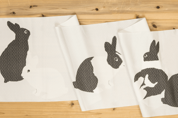 さくオリジナル 帯揚げ　うさぎ・薄いグレー　SAK-OBA102603a