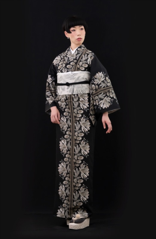 袷着物（ムーンライトフラワー（ライトグレー）） SAK-SMK200929