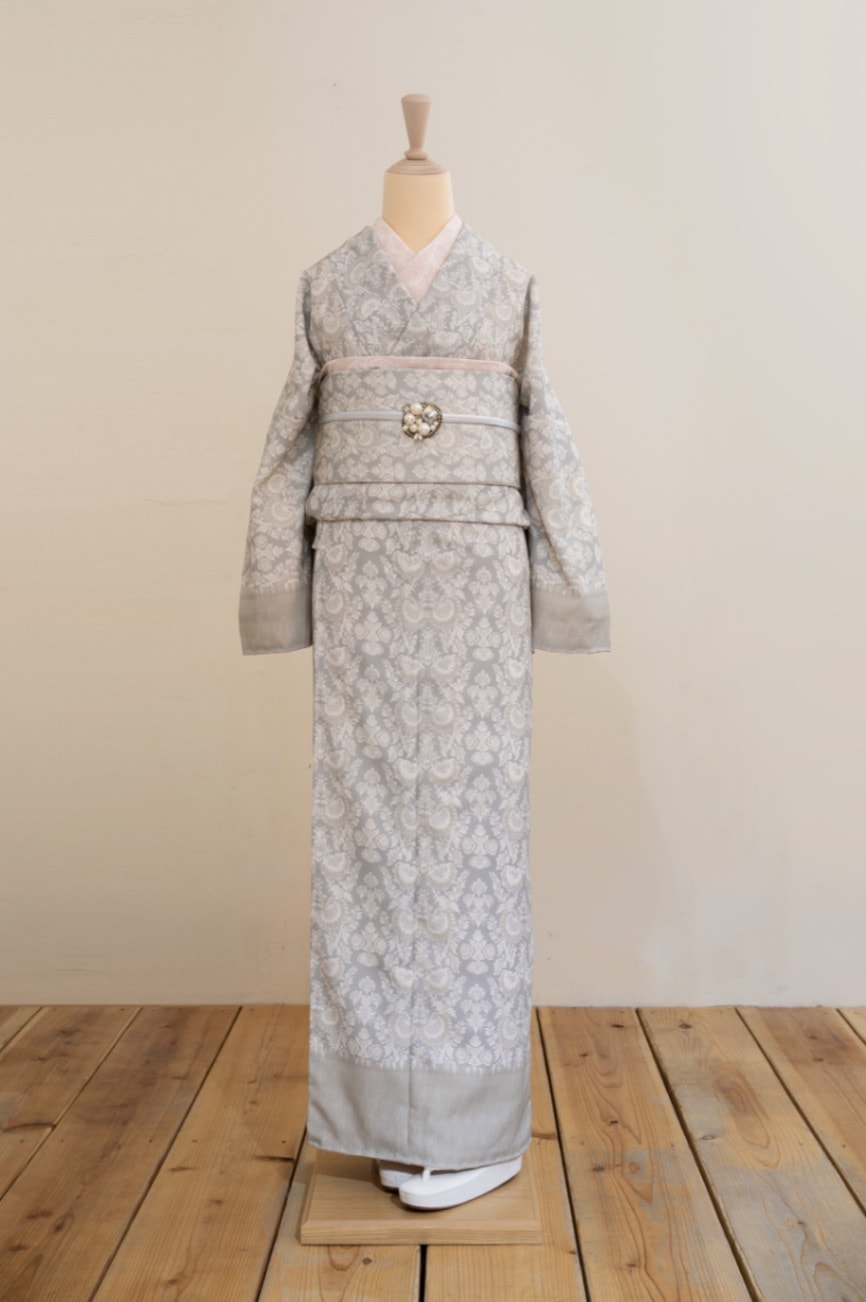 袷着物（花房（グレー）　SAK-SMK191008